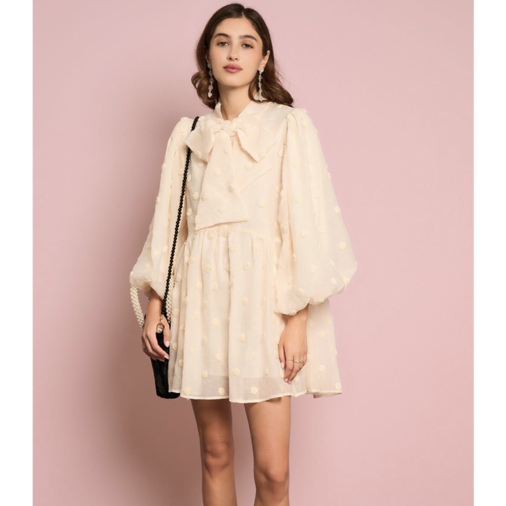 NWT Sister Jane Cream Sunstone Bow Mini Dress Size L